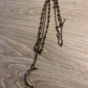 Double chain moon necklace